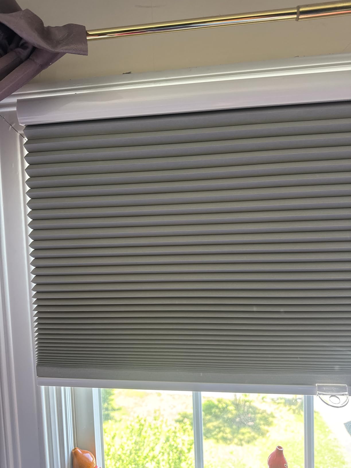 Changshade Cordless Cellular Shades, Blackout Honeycomb Shades for Windows, Pull Down Pleated Blinds, Easy to Install for Indoor Windows and French Doors, White(Blackout), Custom Size customer photo 1