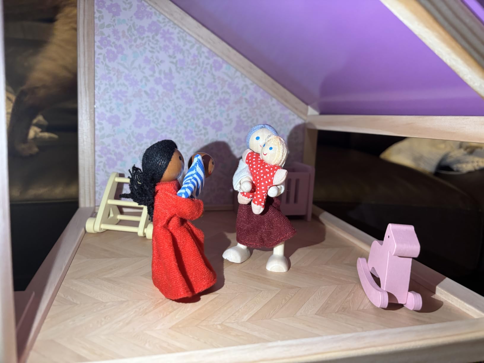 Tiny Land Wooden Dollhouse for Girls - 6 Rooms Wooden Doll House | DIY Pretend Doll House with 31Pcs Furniture Accessories, Creative Gift for Girl Ages 3+, Pink customer photo 2