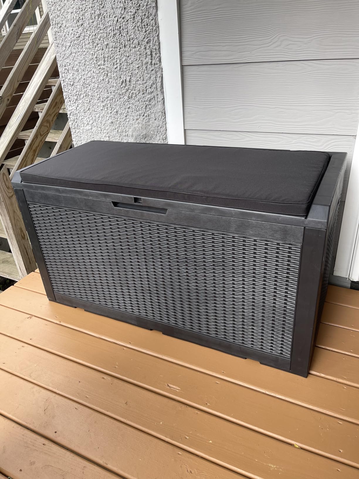 Devoko 100 Gallon Resin Waterproof Outdoor Storage Box with Cushion | Large Resin Deck Box Indoor Lockable Storage Container for Patio Furniture Garden Pool Cushions customer photo 2