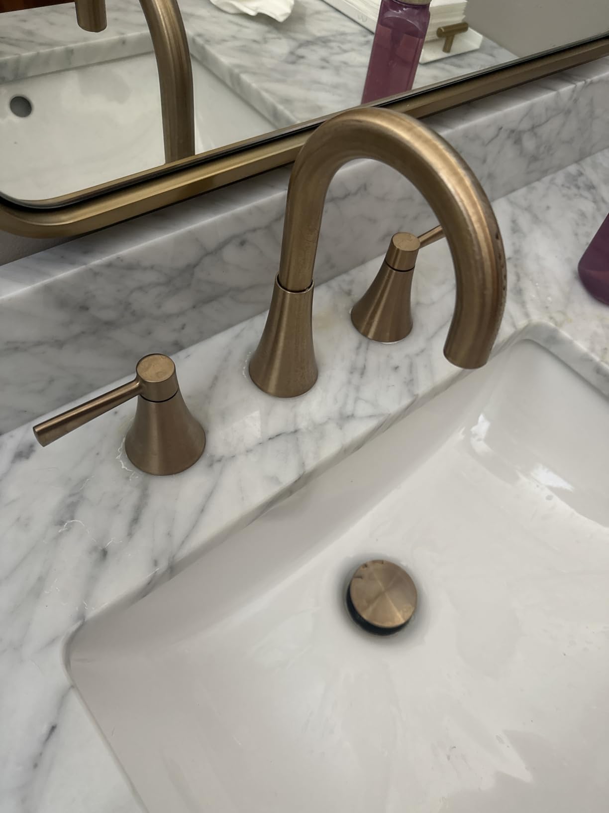 Moen 84023SRN Ronan 2-Handle Widespread Bathroom Faucet, Brushed Nickel, Spot Resist Finish, Modern Style customer photo 2