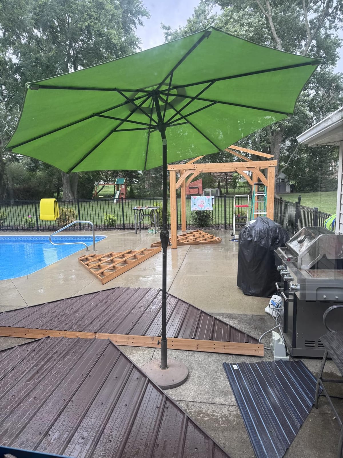 Backyard Discovery Barrington 14' x 10' Cedar Wood Outdoor Gazebo Pavilion with Hardtop Galvanized Steel Hip Roof, Snow Support, Wind Resistance, PowerPort, Shade for Garden, Patio, Deck, Entertaining customer photo 1