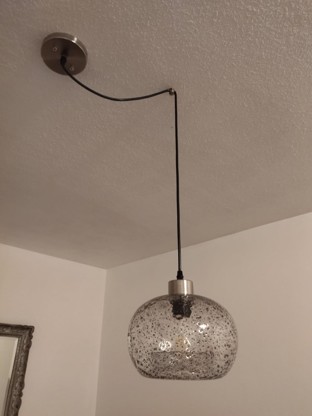 Glass Pendant Lights, Marble Clear, 2 Pack, Modern Rustic Kitchen Island Dining Room Table, Adjustable Cord, Brushed Nickel, ETL Certification customer photo 1