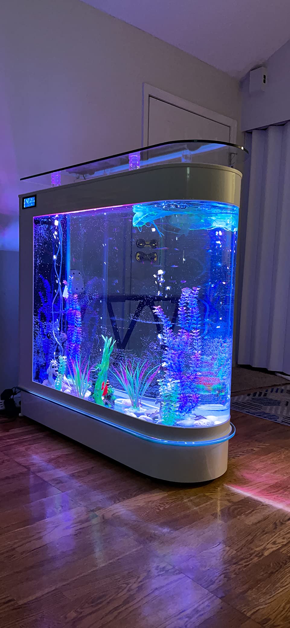 Black Fish Tank 124Gal LED Aquarium Kit Upright Fish Tank Large Glass Fishbowl Glsaa Bar for Patios Living Office Room and Kitchen customer photo 2