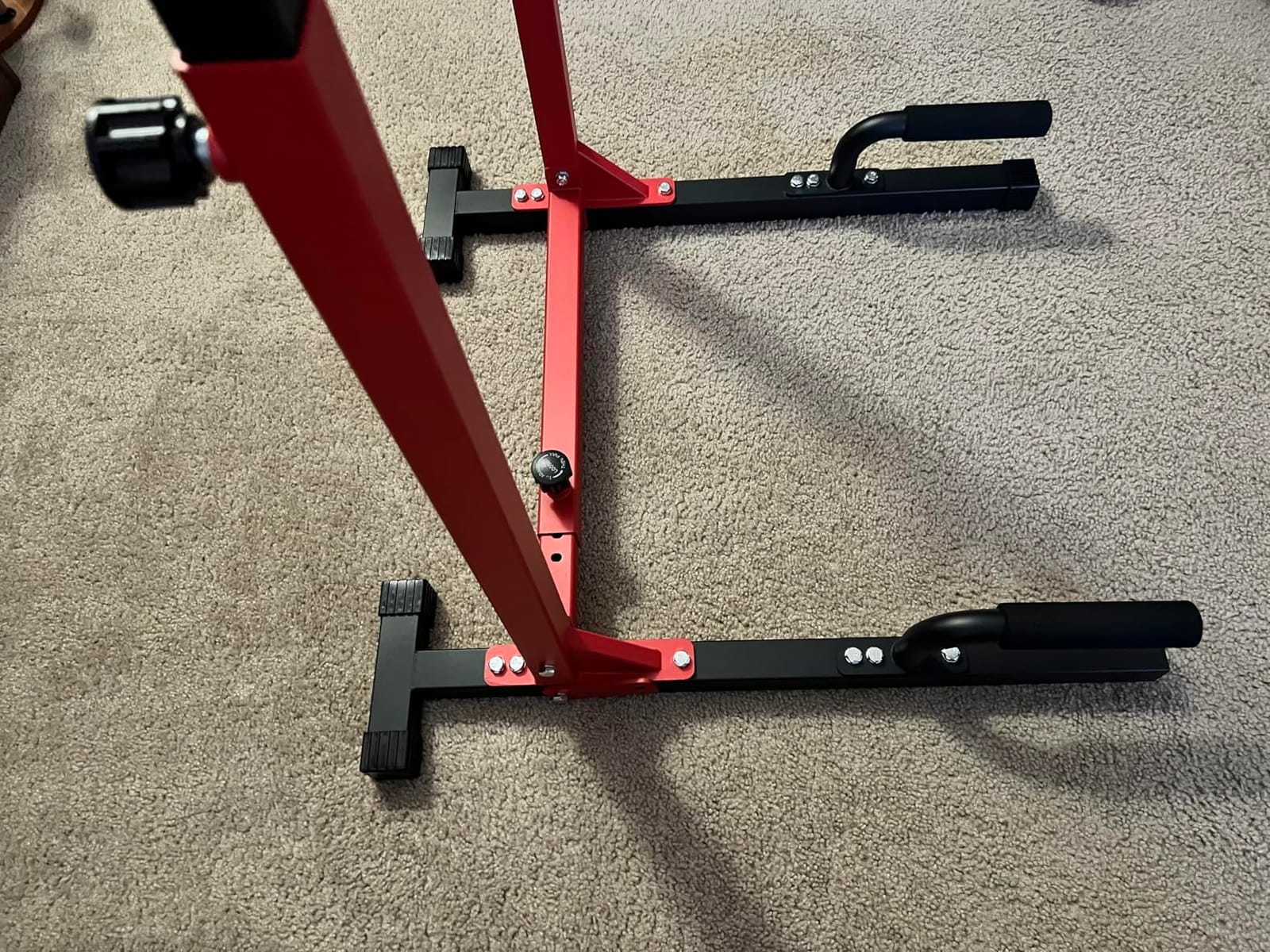 SELEWARE Adjustable Dip Bar Station, Home Gym Dip Stand | T Base with Rubber Feet, Anti Slip Design, Push Up Handles, Adjustable Width & Height, Supports Dips L Sits, 1000lbs Capacity customer photo 2