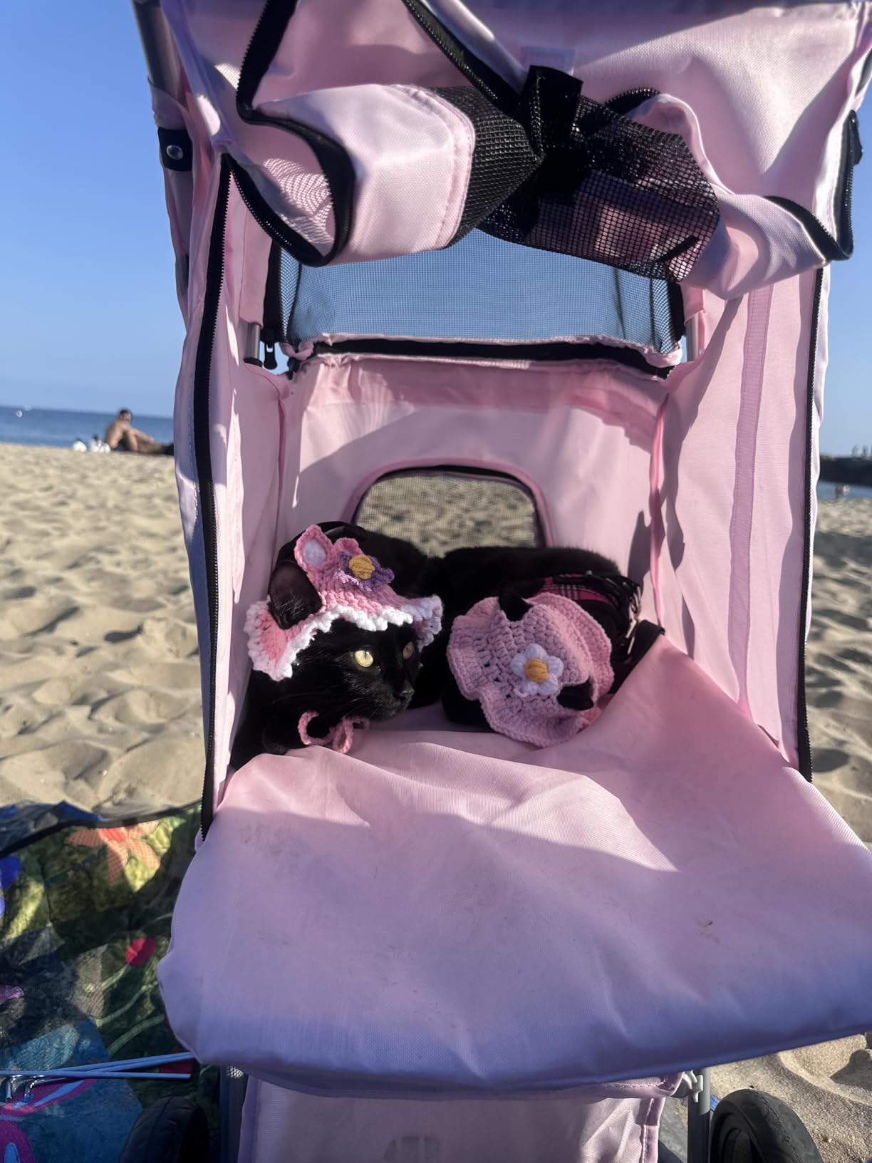 Trixie Foldable Pet Stroller for Cats and Dogs, Pet Carrier Strolling Cart with Weather Cover, Storage Basket, Cup Holder, Pink customer photo 1