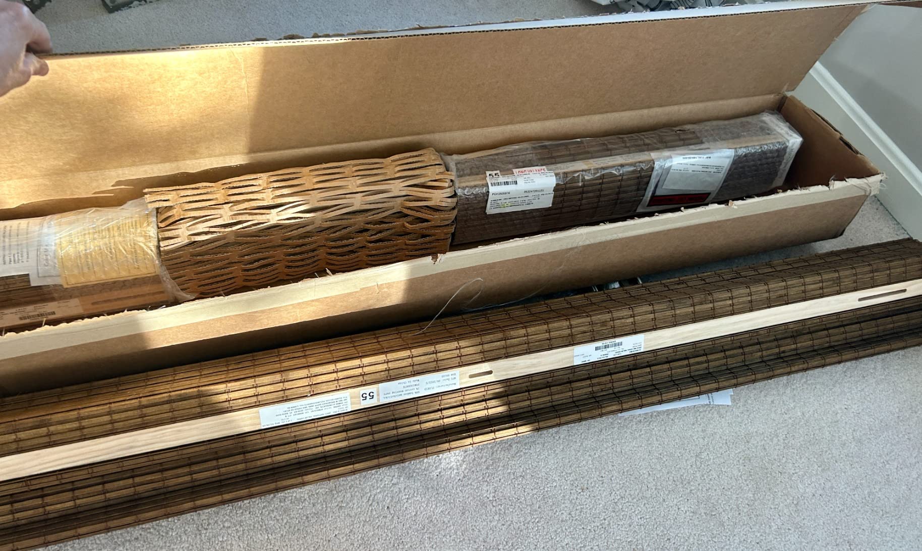 MOOD Custom Bamboo Shades | Rustic | Top Down Bottom Up Cordless | Bamboo Roman Shades for Windows and Doors (Natural Woven) | Rustic Walnut (Great Privacy) | Custom Size customer photo 2