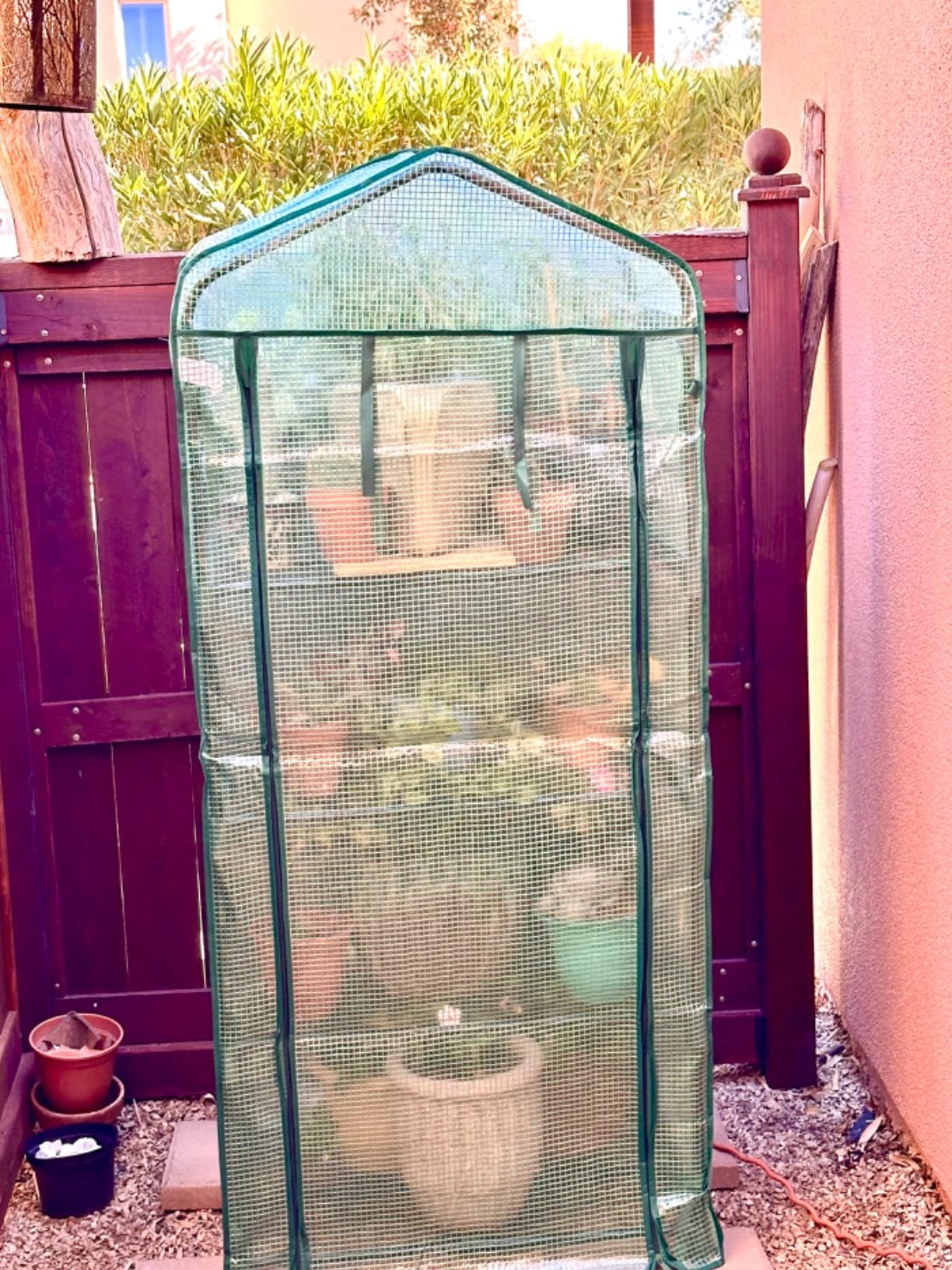 Mini Greenhouse for Outdoors Indoor: 27 x 19 x 62-Inch Ohuhu Small Green House with 4 Tier Shelves, Portable Plastic Greenhouses with Heavy Duty Transparent PVC Cover for Seedling Patio Porch Balcony customer photo 2