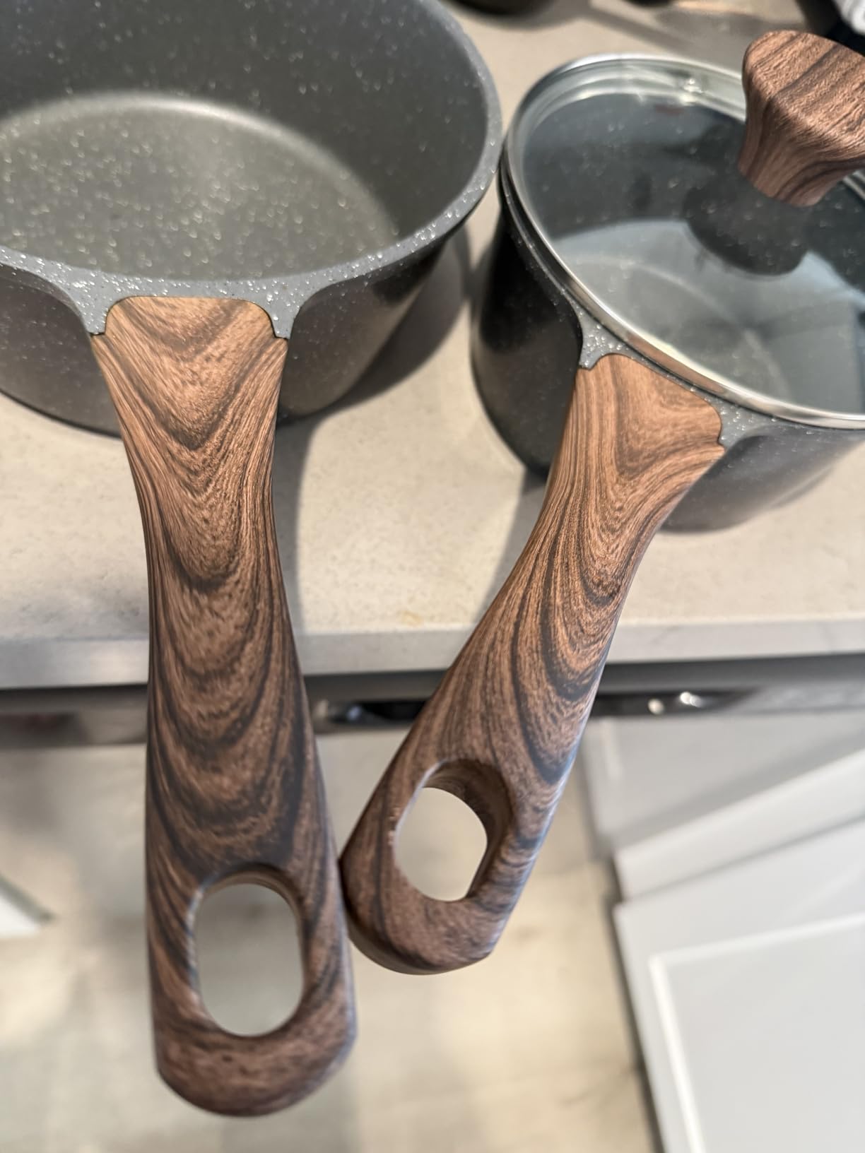 SENSARTE Nonstick Sauce Pan Set with Lid, 1.5+2.5 Quarts, PFOA/PFOS Free | Swiss Granite Coating Sauce Pot Kitchen Cooking Pot Sets, Induction Compatible customer photo 1