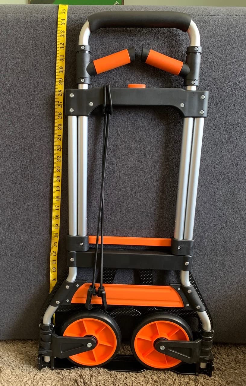 Teprovo Dolly Cart, 309 lb Aluminum Folding Hand Truck with Swivel Handle, Heavy Duty Utility Dolly Foldable Trolley with Elastic Cord, 7 Inch Wheels for Moving, Warehousing, Shopping and More customer photo 2