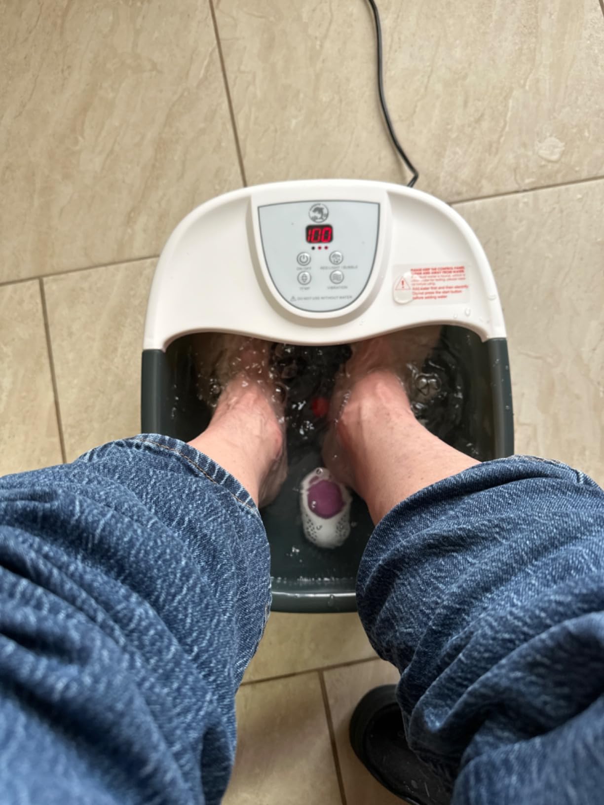ECARBME Foot Spa Bath Massager with Heat, Foot Soaking Tub with 22 Massage Rollers, Temperature Control, Jets, Bubbles, Epsom Salt and Vibration, Foot Bath soak tub for Relaxation - Grey customer photo 2