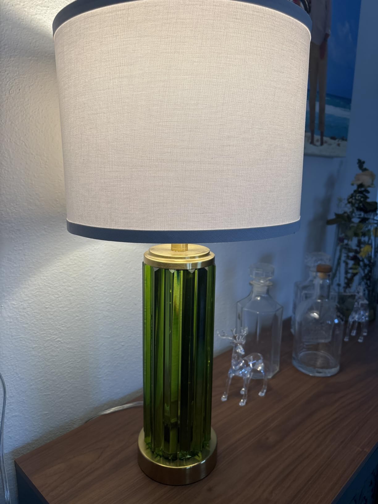 QiMH Gold Table Lamps for Bedroom Set of 2 with Nightlight, Modern Bedside Lamp with 2 USB A+C Charging Port, Clear Nightstand Lamp for Living Room White Shade Home Light Decor(LED Bulbs Included) customer photo 1