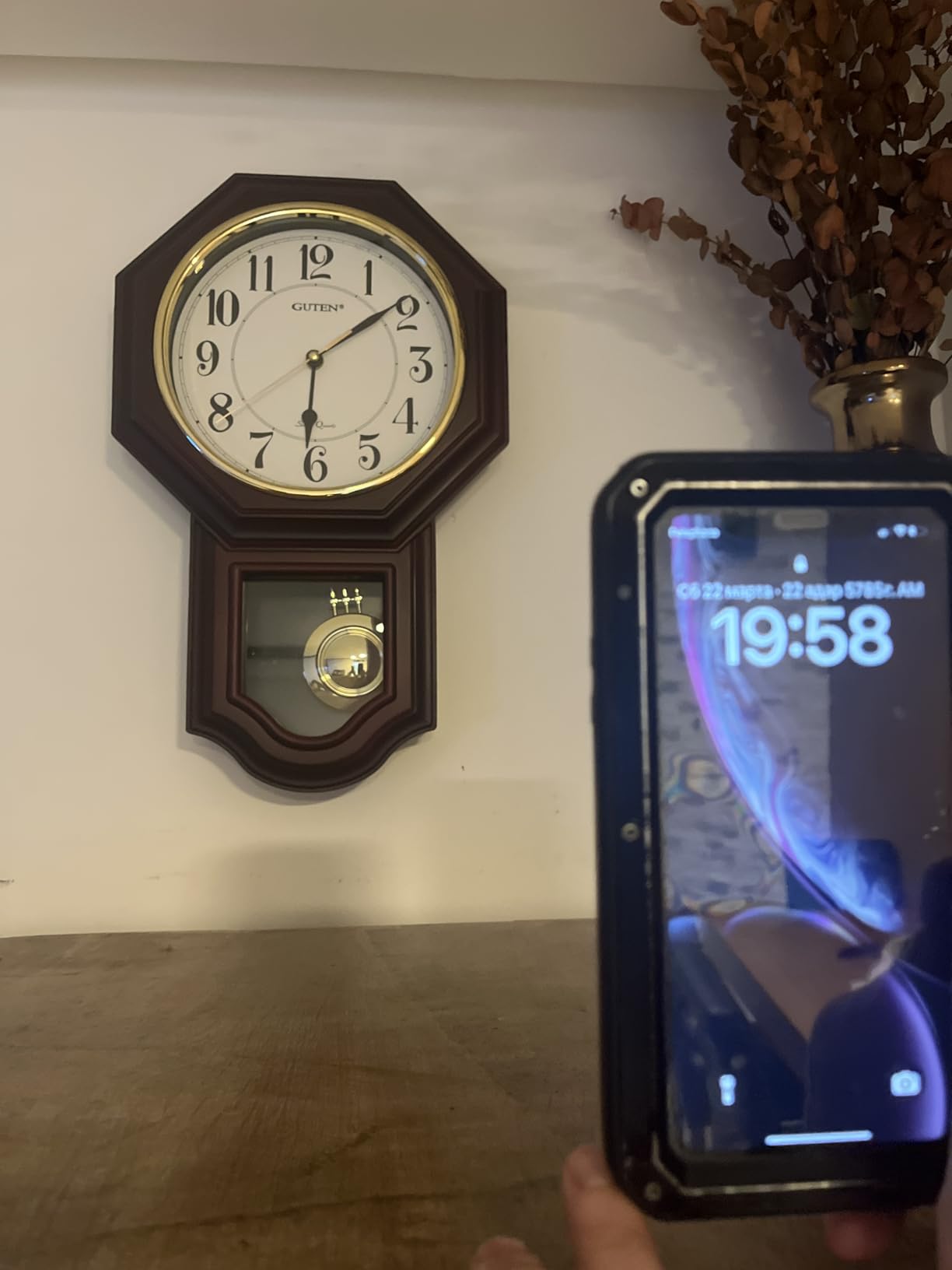 Chiming Wall Clock with Pendulum - Wall Clock with Westminster Chimes&Strike Clock, Battery Operated, Faux Wood Pendulum Clock for Living Room, Office, Home Decor & Gift customer photo 2