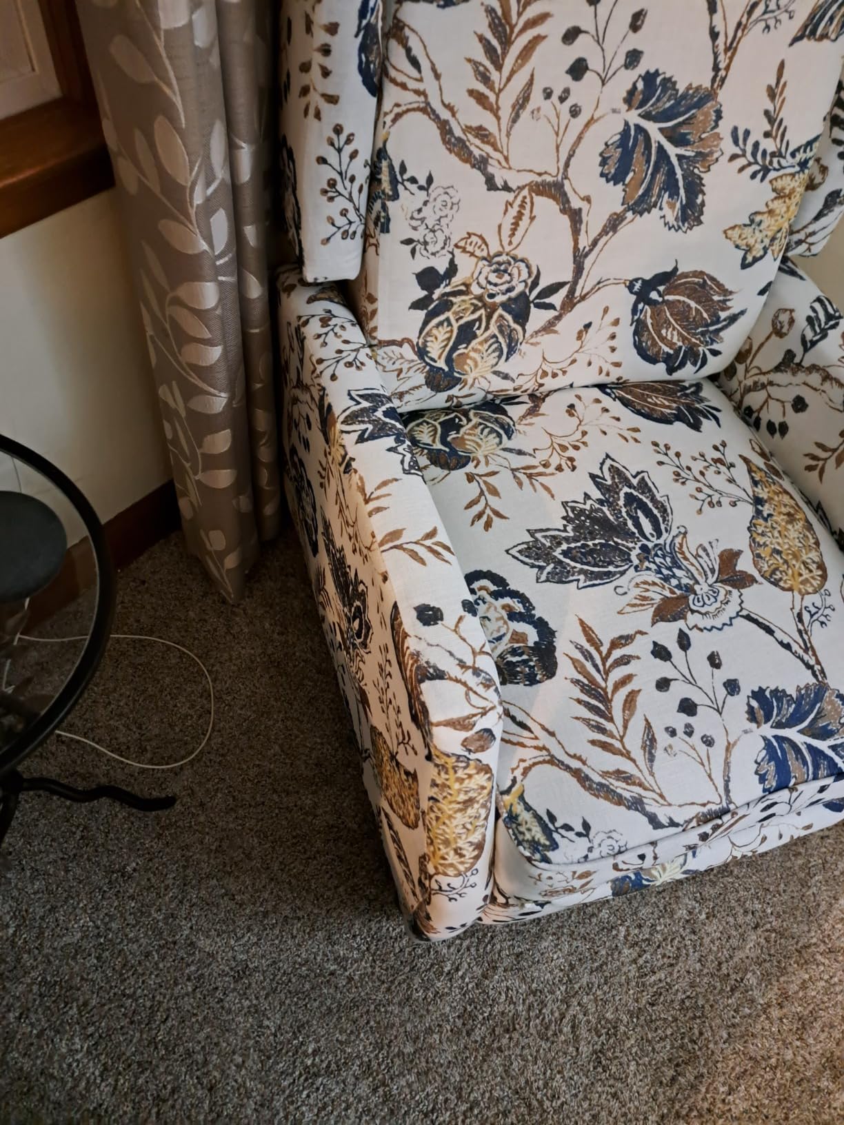 Upholstered Wingback Recliner Chair - Traditional Push Back Recliner Chair with Padded Seat, Fabric Floral Recliner Chair, Wingback Chair Small Recliners for Small Spaces customer photo 1