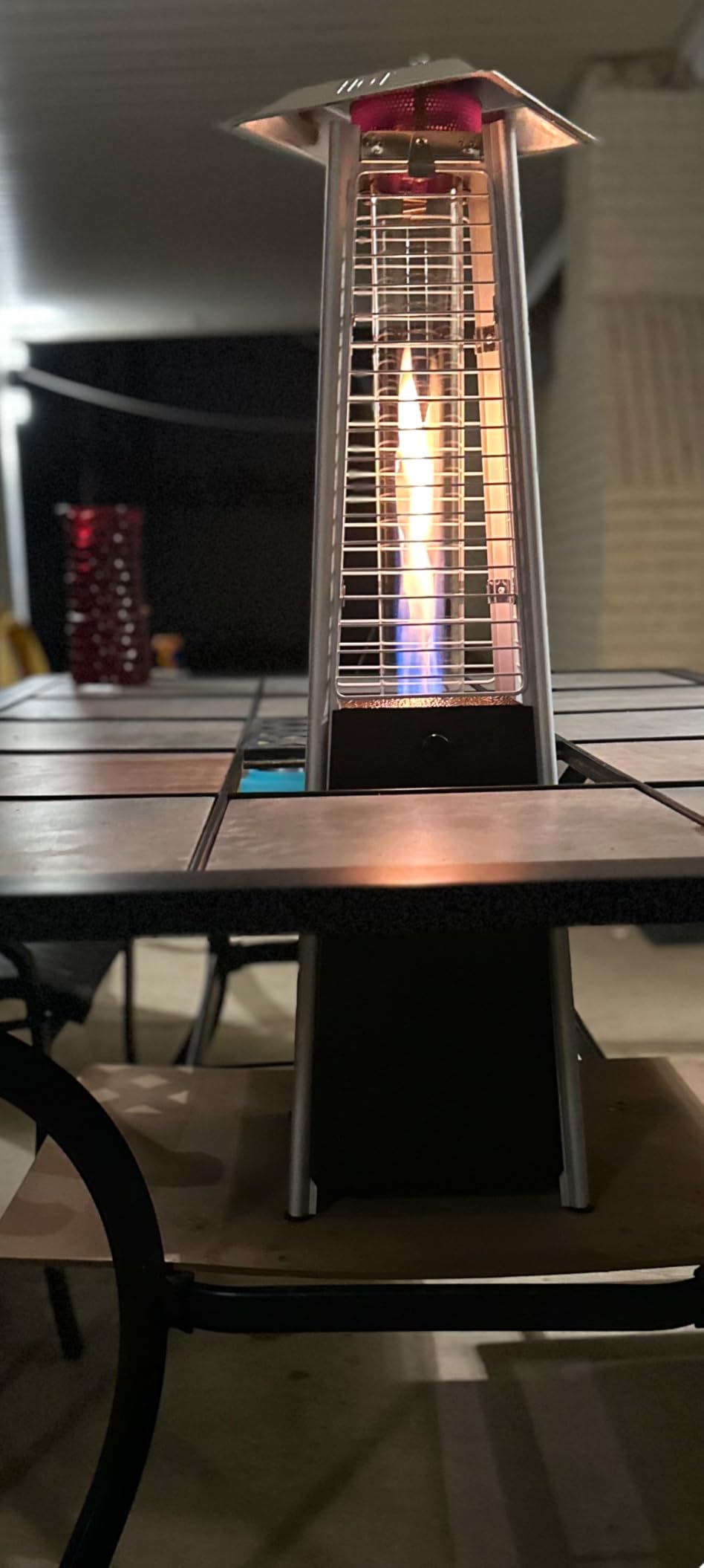 Giantex Pyramid Patio Heater, 10000 BTU Tabletop Portable Propane Heater w/Glass Tube, Simple Ignition System, Dancing Flame, CSA Certification, 35