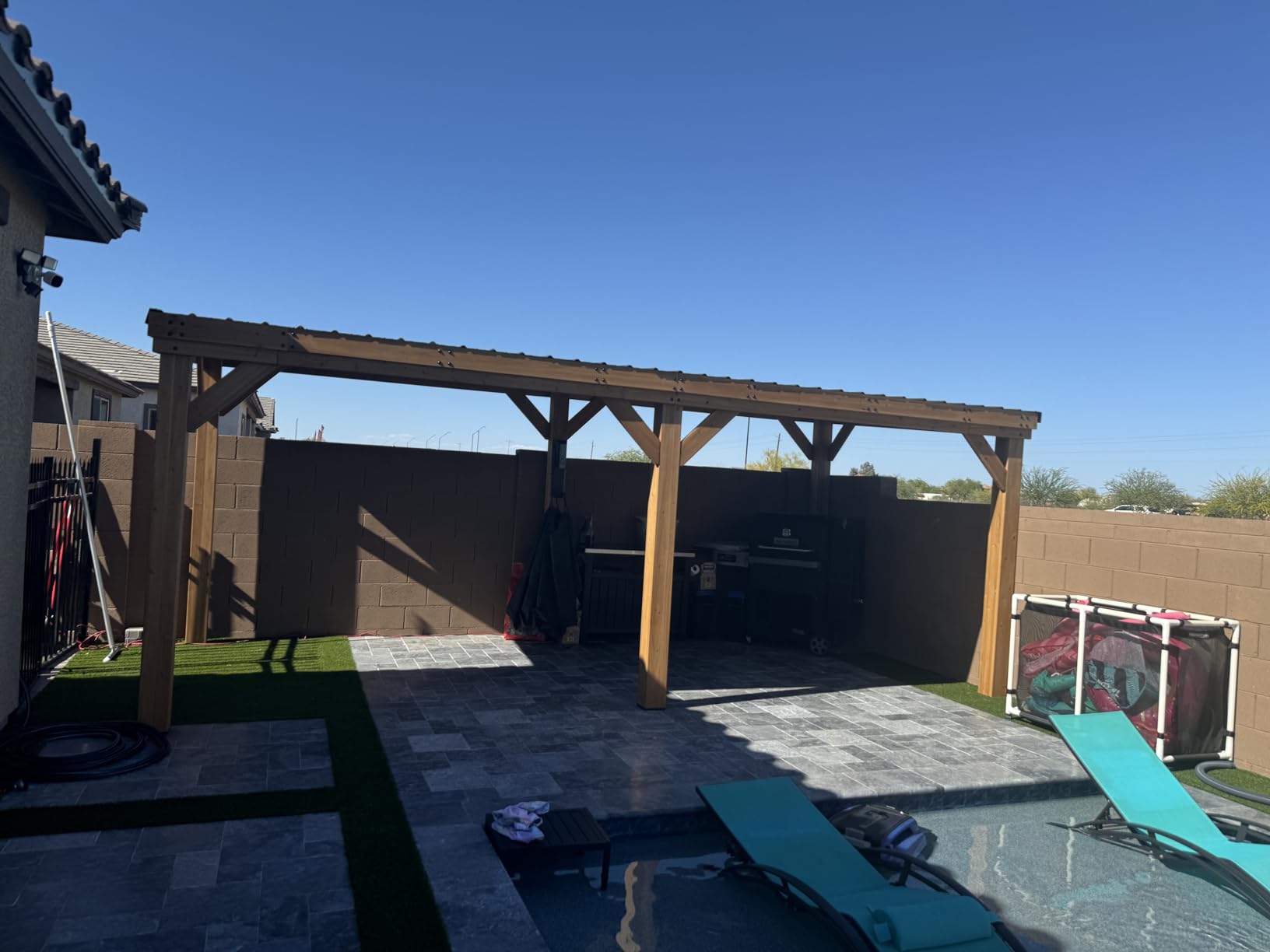 Backyard Discovery Arcadia 12' x 9.5' Cedar Wood Outdoor Gazebo Pavilion with Hardtop Galvanized Steel Slope Roof, Snow Support, Wind Resistance, PowerPort, Shade for Garden, Patio, Deck, Entertaining customer photo 2