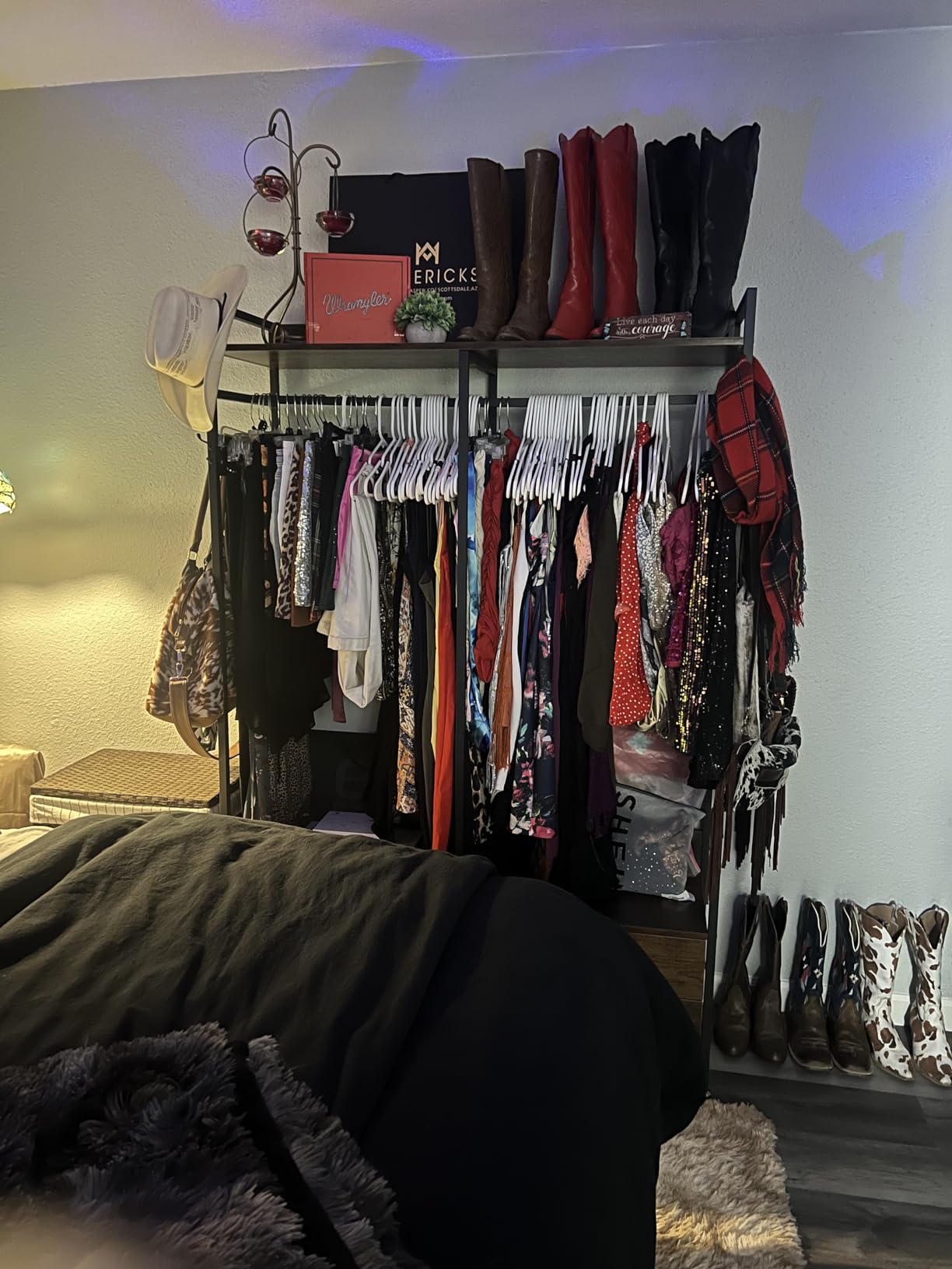 Tribesigns Freestanding Closet Organizer, Garment Rack with 4 Drawers | Heavy Duty Clothing Rack, Open Wardrobe Closet for Bedroom, 8 Hooks and Storage Shelves, Wood and Metal, Rustic Brown customer photo 2