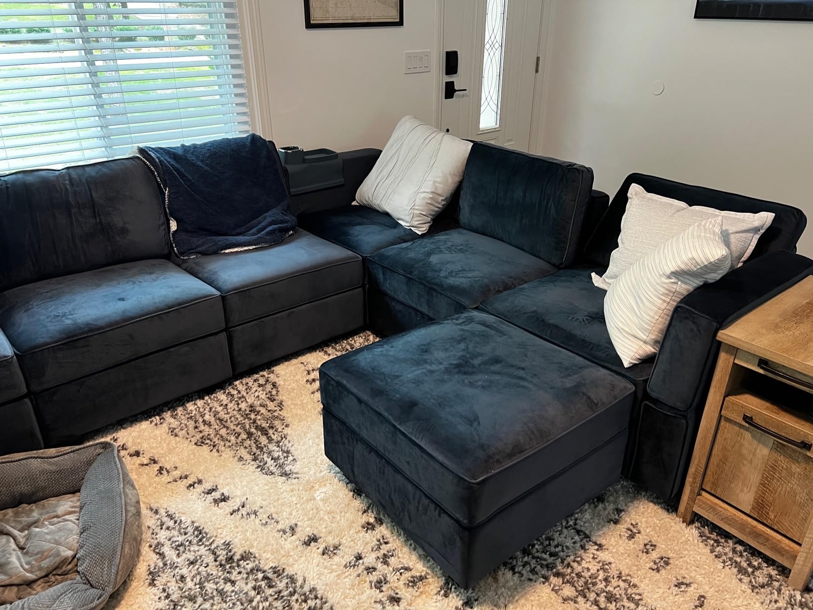 Belffin Modular Velvet Sectional Sofa with Chaise Lounge Sectional Sleeper Sofa with Storage Chaise Bed Couch for Living Room Grey customer photo 1