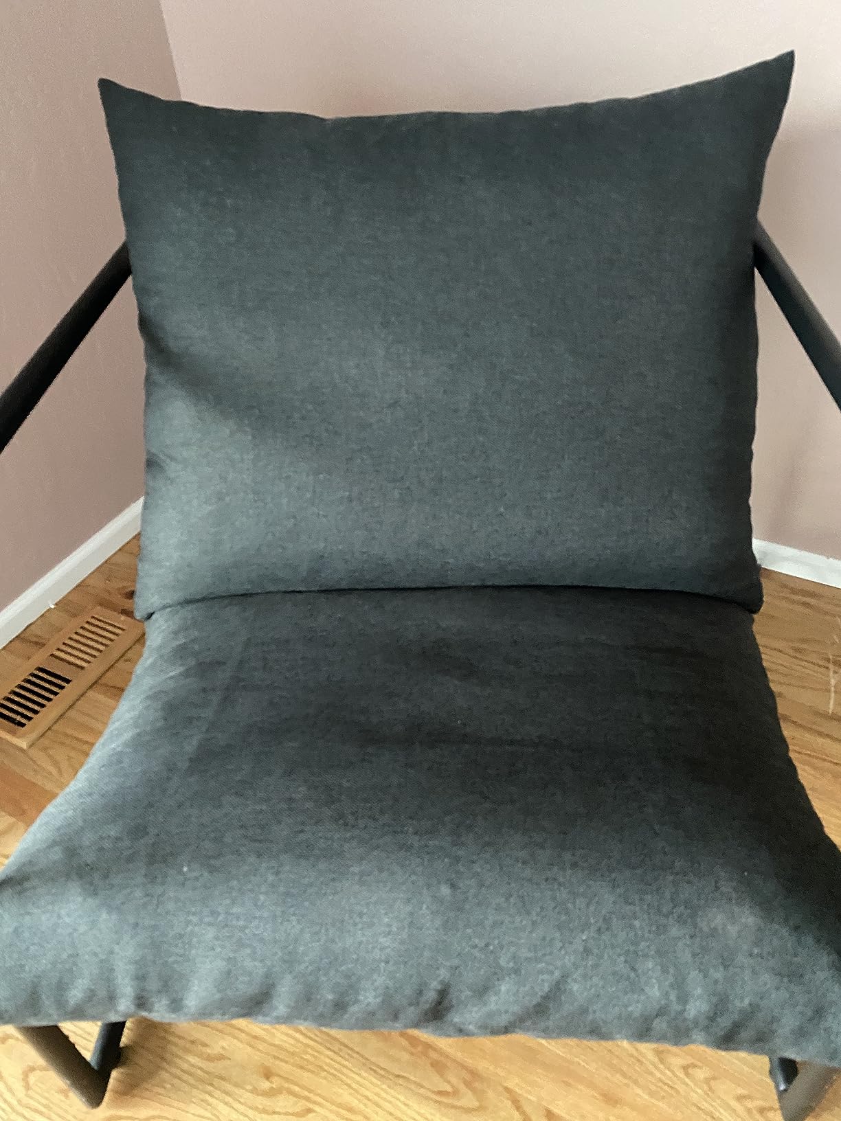 Zinus Aidan Sling Accent Chair, Metal Framed Armchair with Shredded Foam Cushioning, Dark Grey customer photo 2