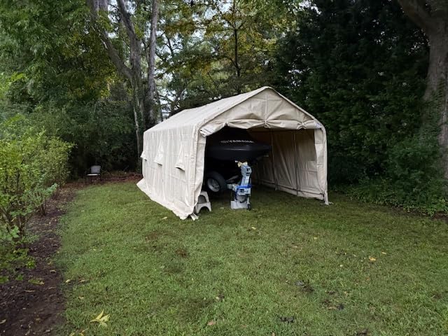 ADVANCE OUTDOOR 6x8 ft Outdoor Portable Storage Shelter Shed with 2 Roll up Zipper Doors & Vents Carport for Motorcycle Waterproof and UV Resistant Portable Garage Kit Tent, Beige customer photo 1