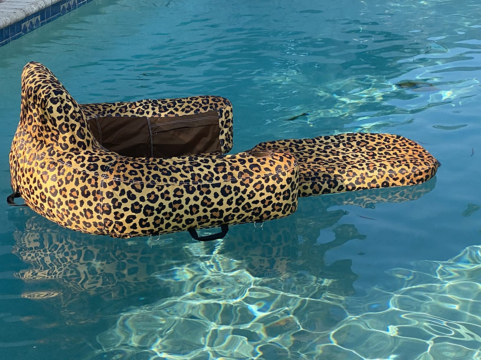 Freetime Fun Pool Lounger Inflatable Pool Floats - Pool, Lake, River Floating Lounge Chair Heavy Duty Fabric Pool Raft 2in1 Convertible Chair - Leopard, Camo, Tie-Dye Colors customer photo 1