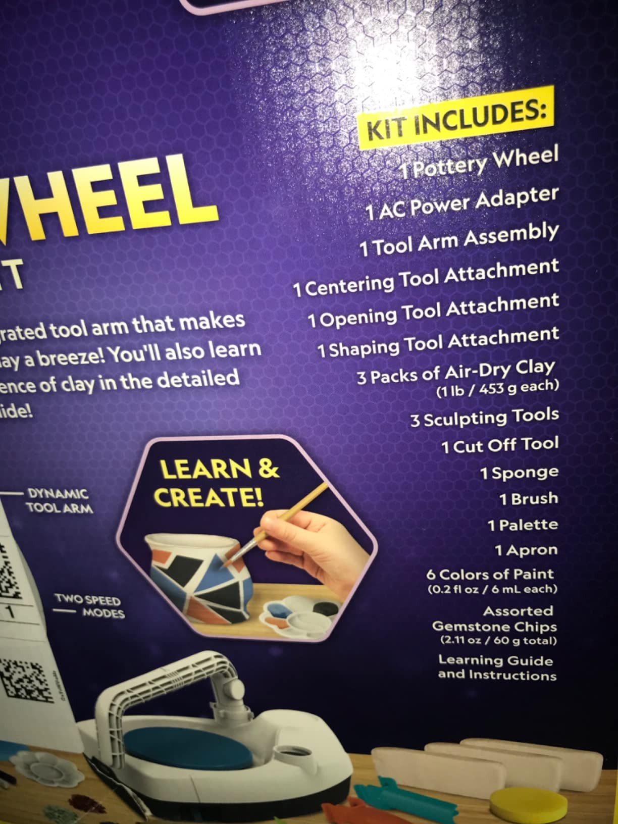National Geographic Deluxe Pottery Wheel Complete Starter Kit for Kids | Plug-In Motor, 3 Lbs. Air-Dry Clay, Patented Arm Tool, Sculpting Tools, Gemstone Chips, Paints, Creative Birthday Gift customer photo 2