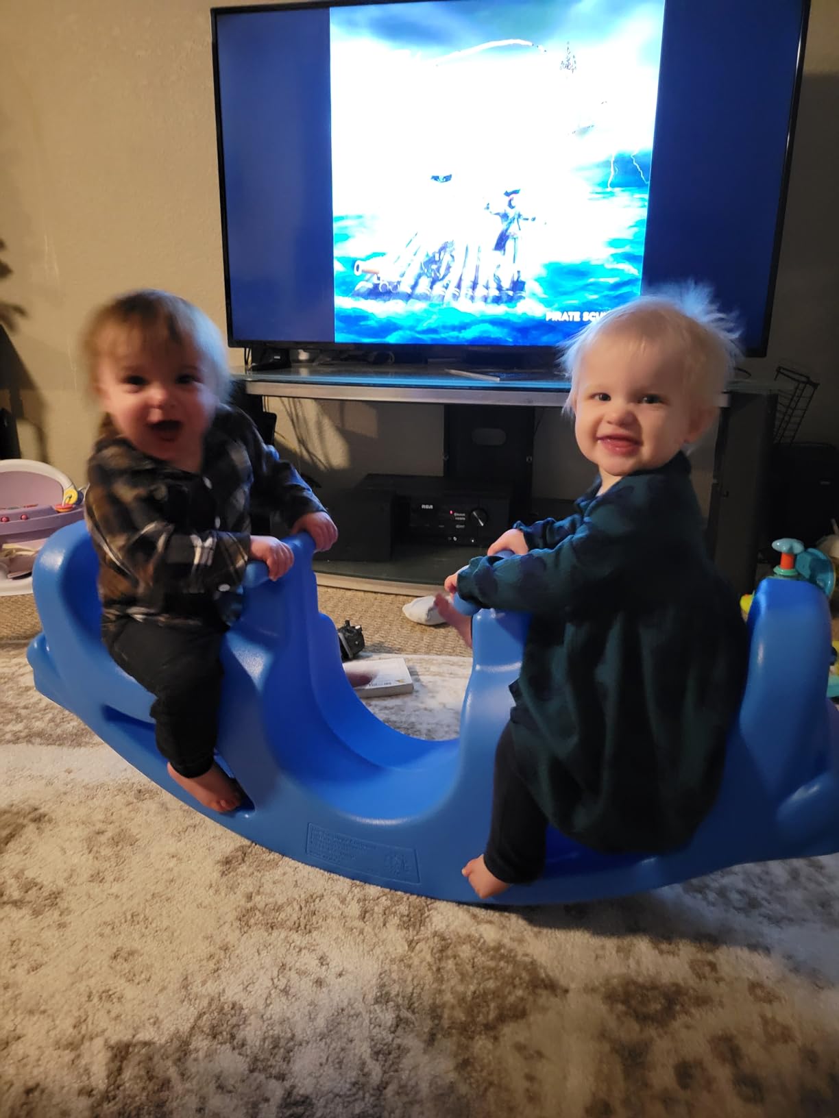 Simplay3 Rock and Roll Teeter Totter Seesaw - Rocking Fun for Two Toddlers or Kids Ages 18 Months to 5 Yrs- Sapphire, Made in USA customer photo 2