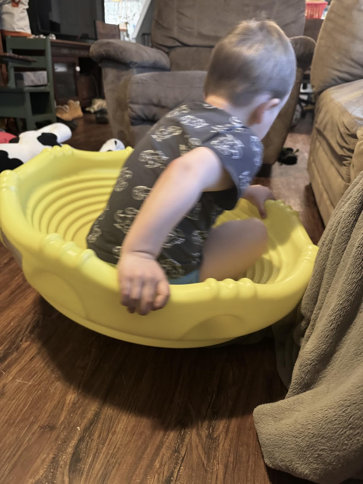 Simplay3 Two Sided Rock Around Wobble Disk and Climbing Dome for Toddlers and Kids - Rocking and Climbing - Indoor/Outdoor - Yellow/Green, Made in USA (1 Pack) customer photo 1