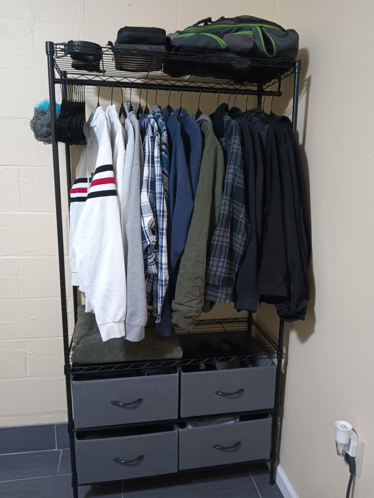 Raybee Clothes Rack, Portable Closet for Bedroom, Dorm, 4 Drawers 4 Shelves | Heavy Duty, Tool-Free Assembly, Freestanding, Multi-Function, Adjustable, DIY Layout, Space Saving, Hanging 50+ Clothes customer photo 1
