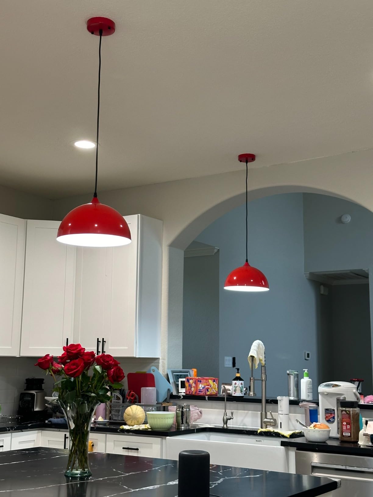 Farmhouse Pendant Lighting for Kitchen Island, Black and Gold Dome Pendant Light Fixtures, Industrial Hanging Ceiling Light for Dining Room Foyer Cafe Kitchen Sink, 2 Pack customer photo 1