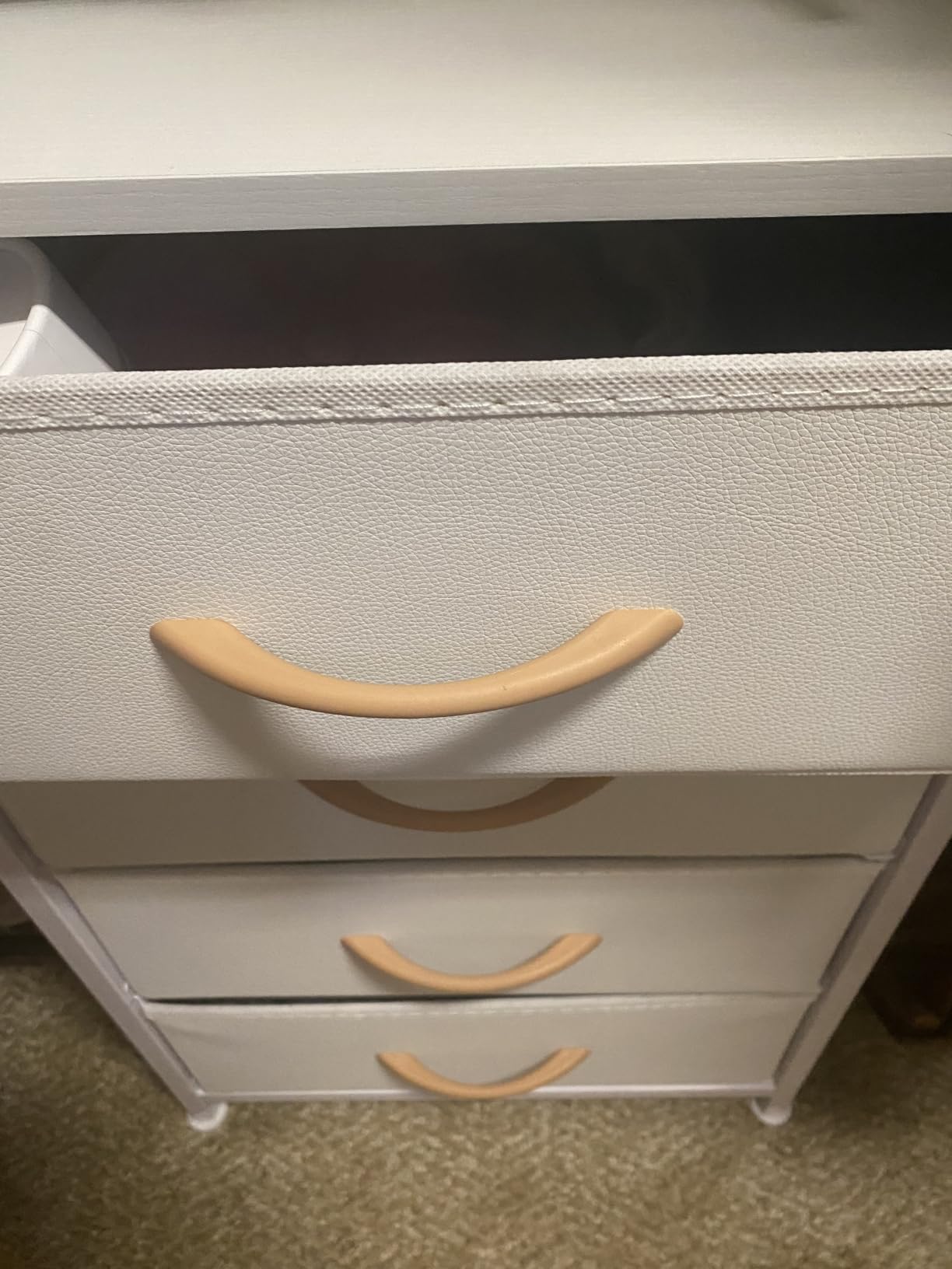 Furnulem White Dresser with 5 Drawers, Vertical Storage Tower Fabric Dresser for Bedroom, Hallway, Entryway, Nursery, Closet Organizer, Nightstand Bedside Table Furniture, Sturdy Steel Frame, Wood Top customer photo 1