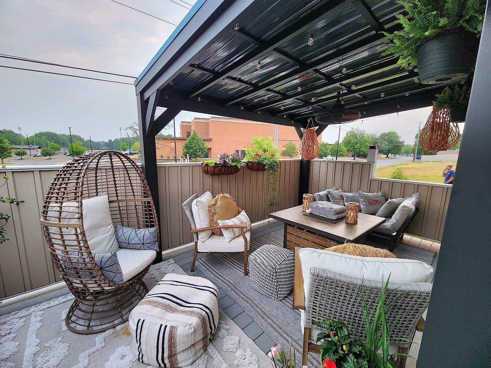 Backyard Discovery Stonebridge 12' x 9.5' Galvanized Steel Outdoor Gazebo Pavilion with Hardtop Slope Roof, Snow Load Support, Wind Resistance, PowerPort, Shade for Garden, Patio, Deck, Entertaining customer photo 1