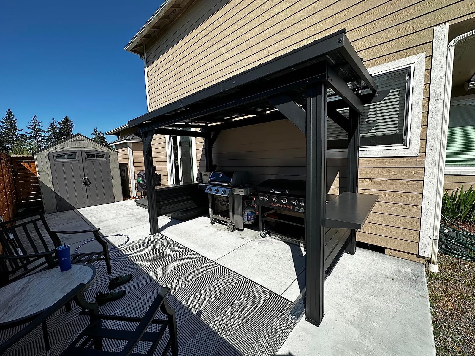 Backyard Discovery Stonebridge 12' x 9.5' Galvanized Steel Outdoor Gazebo Pavilion with Hardtop Slope Roof, Snow Load Support, Wind Resistance, PowerPort, Shade for Garden, Patio, Deck, Entertaining customer photo 2