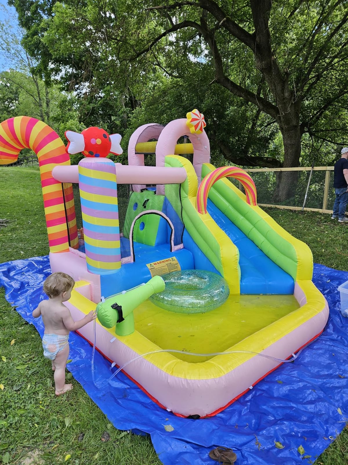 NBSPORT Inflatable Water Slide Bounce House for Kids, Candy Style, Blow up | 450W Blower, Splash Pool, Climbing Wall, Water Cannon, 840D Oxford, Birthday Gifts for Indoor Outdoor Backyard Fun, Easy Setup customer photo 1