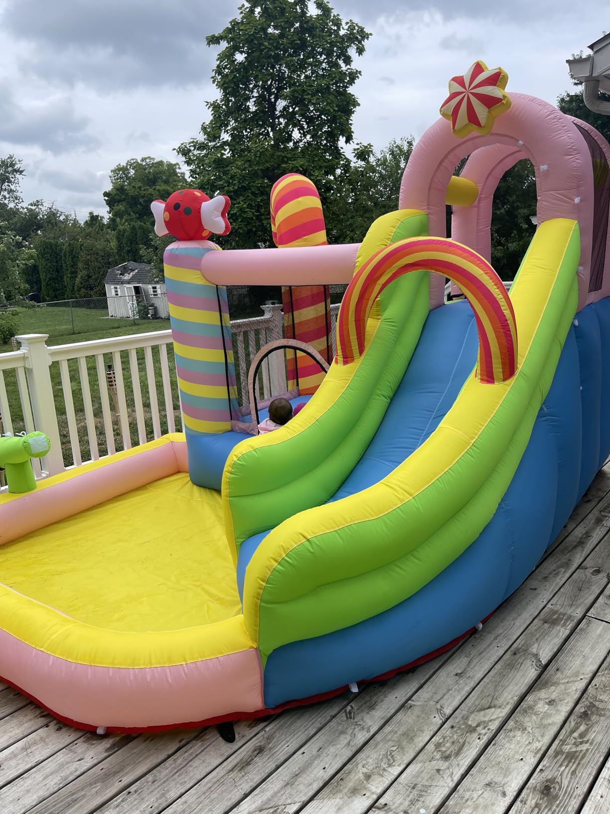 NBSPORT Inflatable Water Slide Bounce House for Kids, Candy Style, Blow up | 450W Blower, Splash Pool, Climbing Wall, Water Cannon, 840D Oxford, Birthday Gifts for Indoor Outdoor Backyard Fun, Easy Setup customer photo 2