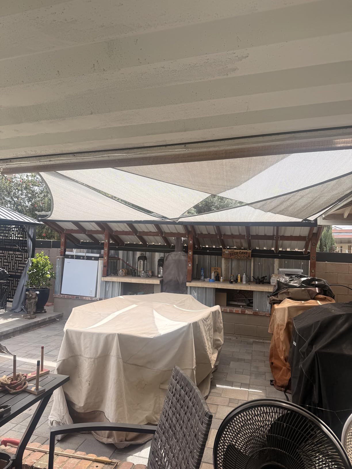 Amgo 16' x 16' x 22.6' Beige Triangle Sun Shade Sail for Patio | HDPE Water & Air Permeable Fabric, 95% UV Block, Outdoor Canopy for Garden Backyard and Deck, Customizable customer photo 2