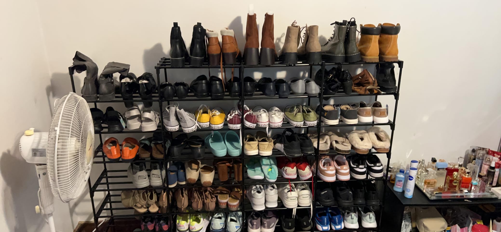 SMILHELTD Large Shoe Rack 4 Row 8 Tier for Entryway Holds 64 Pairs | Metal & Plastic Sneaker Shelves, DIY Assembly customer photo 1