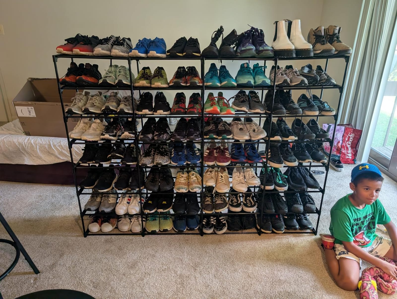 SMILHELTD Large Shoe Rack 4 Row 8 Tier for Entryway Holds 64 Pairs | Metal & Plastic Sneaker Shelves, DIY Assembly customer photo 2