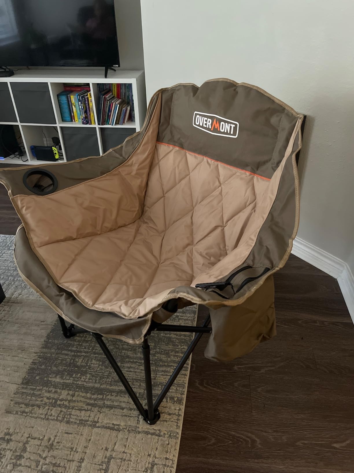 Overmont Oversized Camping Chair for Adults, Heavy Duty Folding Camp Chair Supports 500 LBS, Fully Padded High Back with Cooler Bag, Cup Holder, Side Pockets & Carry Bag customer photo 2