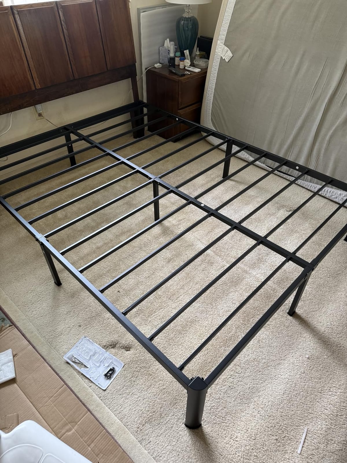 ROIL 14 inch Metal Queen Bed Frame with Rounded Corner and Headboard Hole Mattress Retainers 3500LBS Heavy Duty Steel Slats No Box Spring Needed Platform Noise-Free Easy Assembly customer photo 1