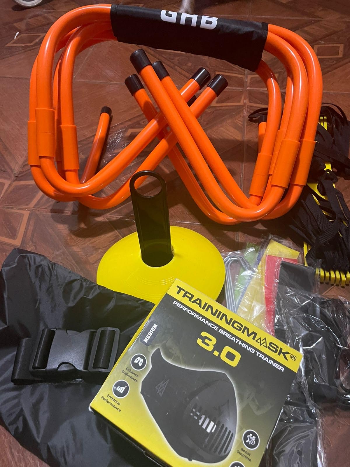 GHB Agility Ladder, Football Training Equipment Set | 4 Agility Hurdles, 20 feet 12 Rungs Speed Ladder, 12 Disc Cones, Resistance Parachute, Jump Rope, 5 Resistance Bands customer photo 1