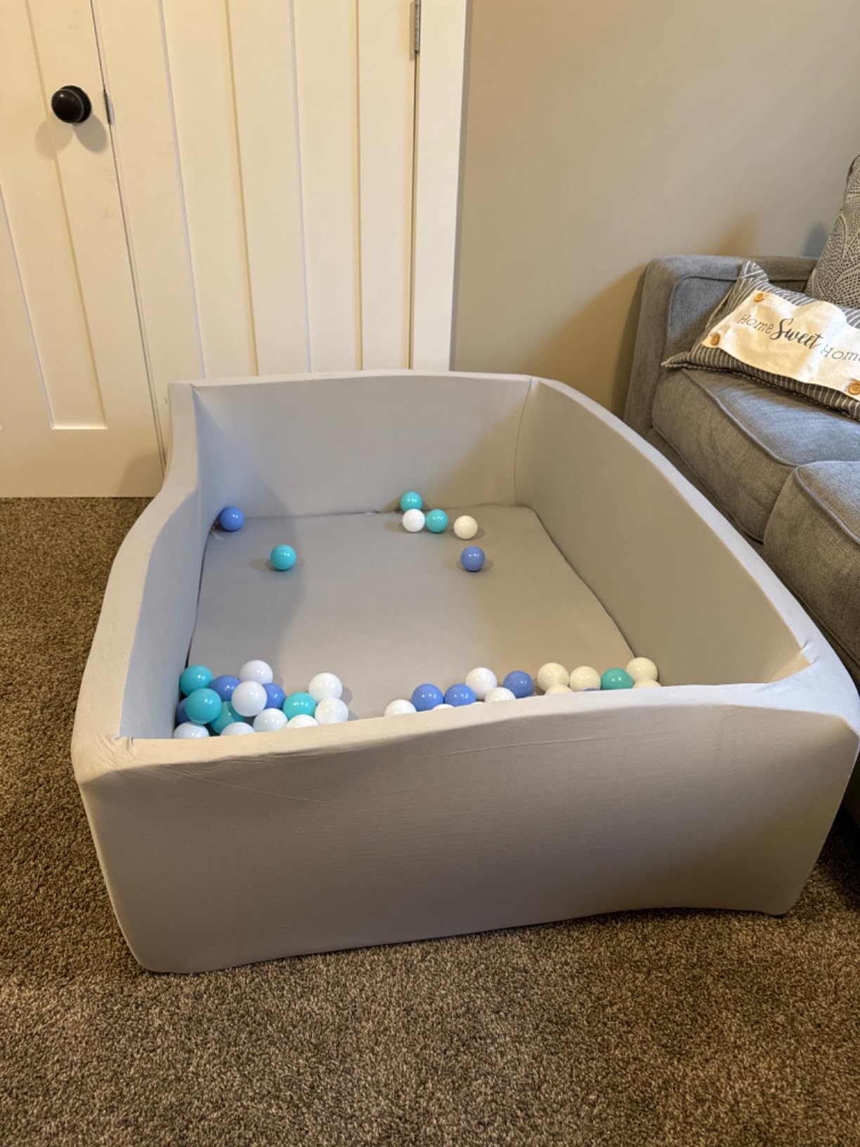 Foam Ball Pit for Children Toddlers, 47 Inch Rectangle Kids Ball Pool, Soft Ball Pit Large Size, Ideal Gift for Children Indoor and Outdoor Game (Balls NOT Included) Light Grey customer photo 2