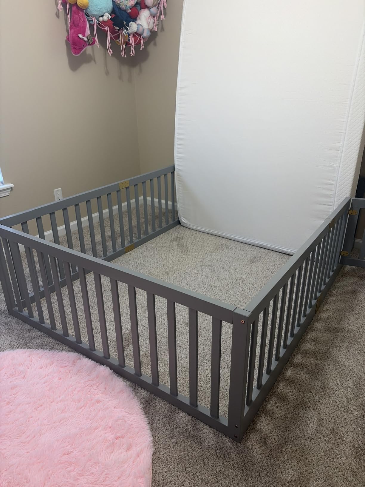 Tatub Twin Montessori Floor Bed with High Rails, Solid Wood Montessori Bed Frame for Kids, Door Can Install Left and Right, Twin-Nature customer photo 2