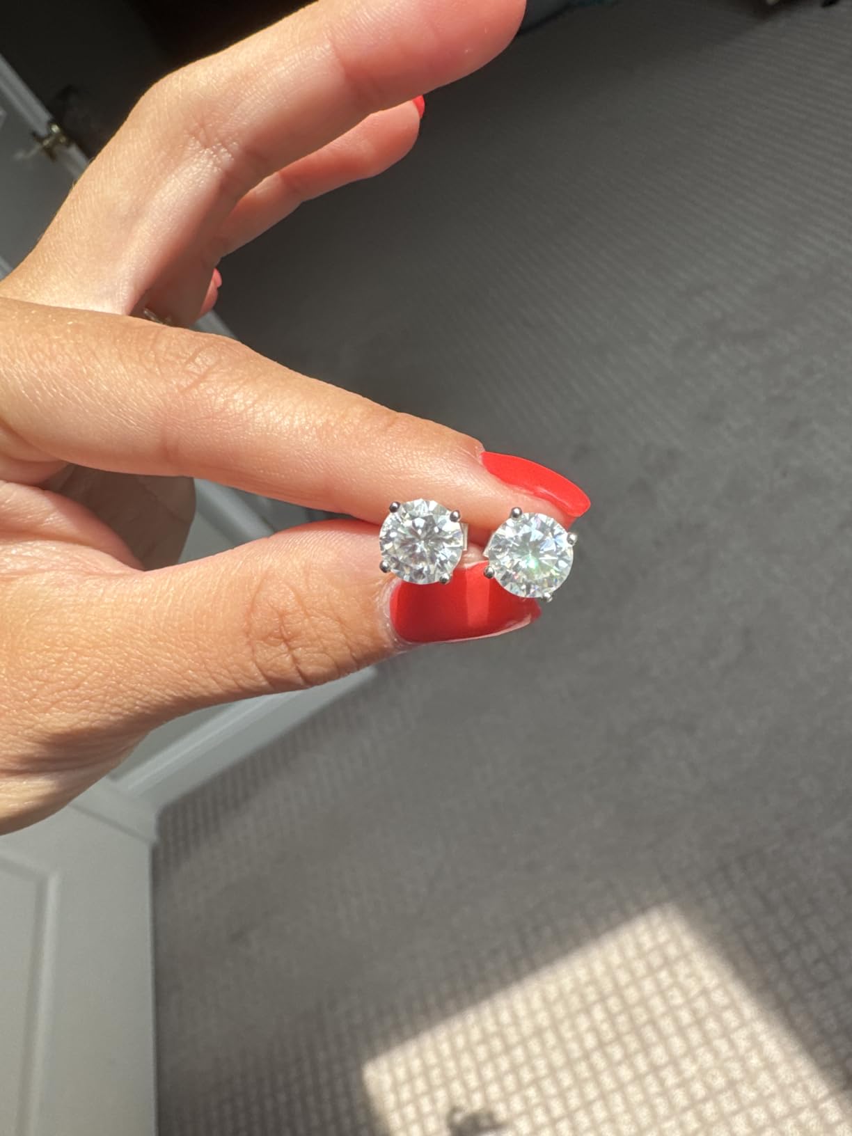 Moissanite Stud Earrings for Women and Men，925 Sterling Silver Earrings customer photo 2