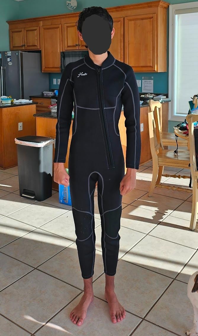 Hevto Men Wetsuits 3/2mm Neoprene Wet Suit Back Front Zip in Cold Water for Surfing Swimming Diving customer photo 1