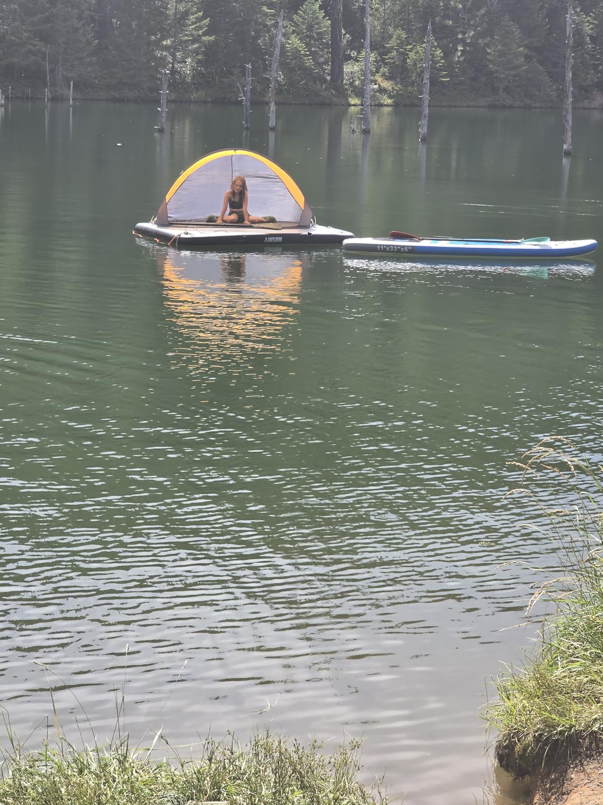 AWSUM Inflatable Floating Dock for Water Activities, 6ft-15ft Island Raft | With Non-Slip Surface, Load Capacity 450-1800 lbs, Water Platform for Pool, Lake, Pond, Beach, River & Ocean Activities customer photo 1