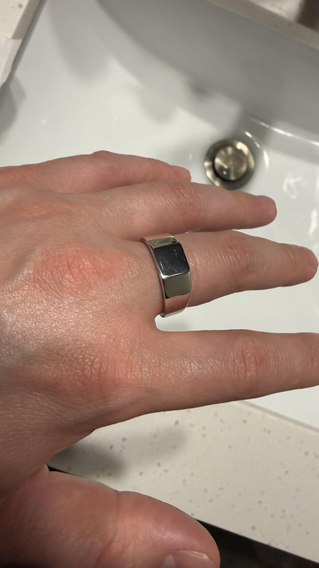 Mens 925 Sterling Silver Signet Rings, 9MM High Polished Rings for Men, Size 7-12 customer photo 2