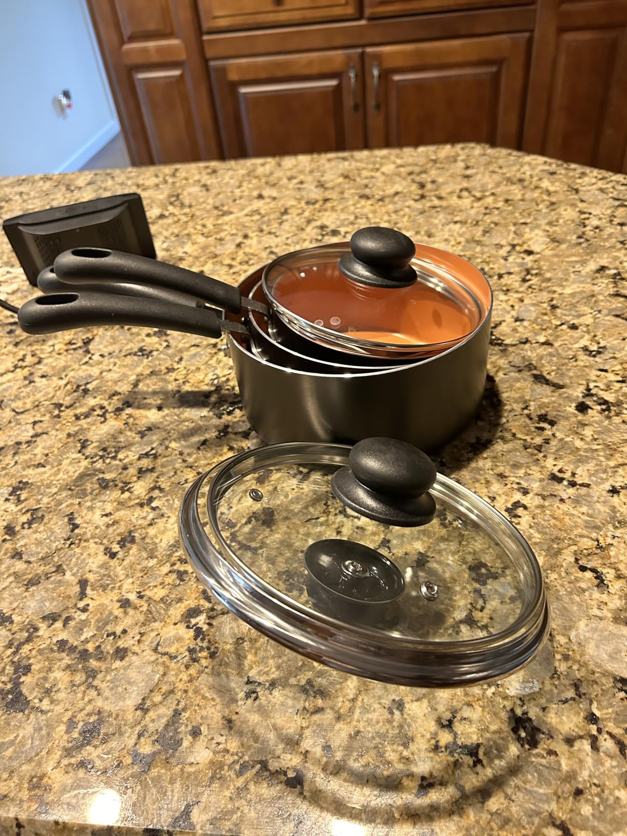 MICHELANGELO Nonstick Sauce Pan with Lid 1QT, 2QT & 3QT, Ceramic Saucepan Set, Copper Sauce pans, Non-Toxic Saucepan, Multipurpose Cooking Pots Set For Home Kitchen, Compatible induction customer photo 2
