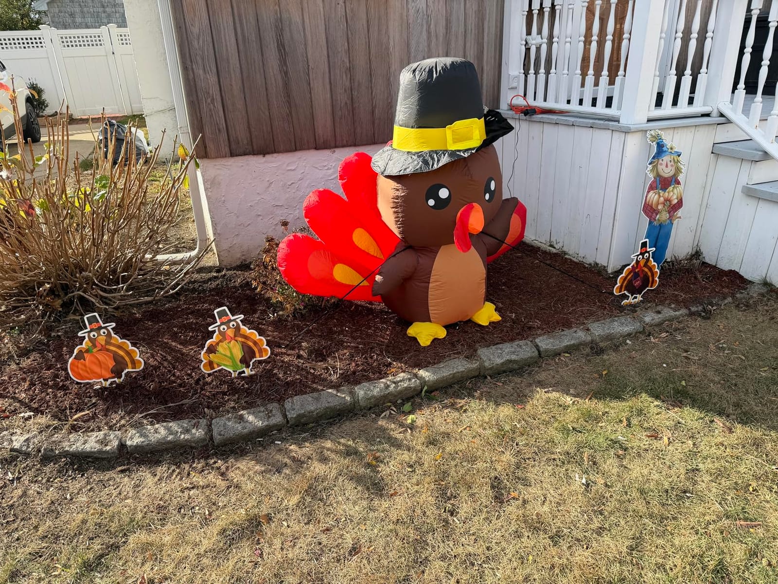 COMIN 4FT Thanksgiving Turkey Baby Inflatables Outdoor Decorations | Built-in LED lights, blow-up decoration for Thanksgiving parties, yards, gardens, and lawns customer photo 2