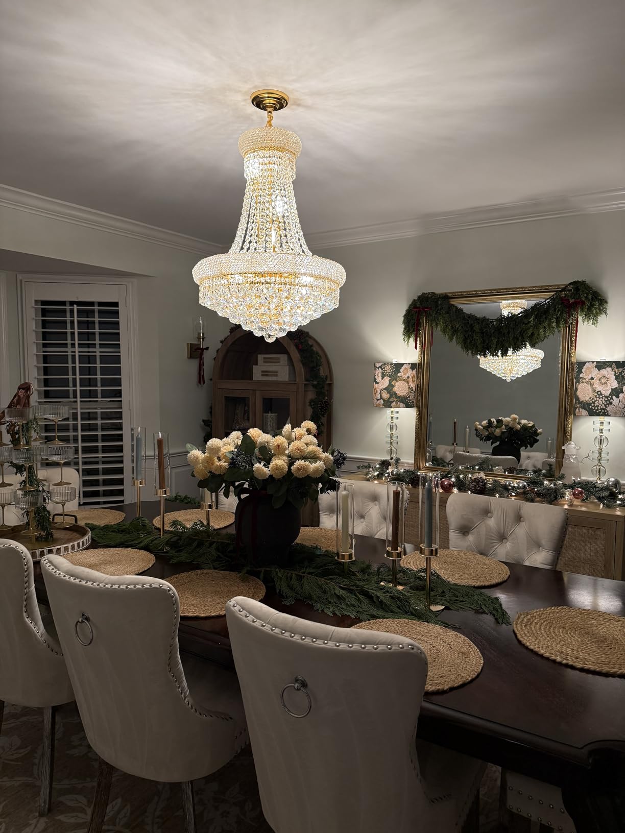 Gold Crystal Chandeliers for Dining Room, 12-Lights D22 Inch | Empire Style K9 Crystal Chandeliers for Entryway, Luxury Lighting Fixtures for Living Room Entryway Foyer Adjustable Height customer photo 1