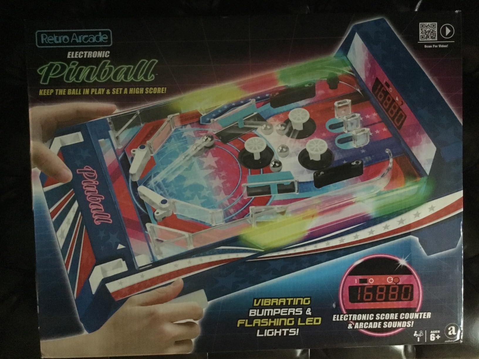 Merchant Ambassador Retro Arcade Electronic: Pinball - Tabletop Game, Vibrating Bumpers, LED Lights, Sound Effects, 1 Player, Ages 6+ customer photo 2